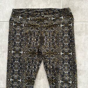 LuLaRoe Women's Black /Gold/ Lt. Blue/ Gray Patterned Leggings- One Size